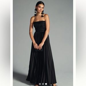 Anthropologie Hutch Strapless Pleated Maxi Dress